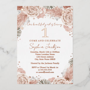 Invitation En Aluminium ROSE GOLD Boho Blush Starfish Plage 1er anniversai