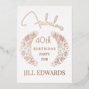 Invitation En Aluminium Rose Gold Brillante Anniversaire 40 Ans Fantastiqu