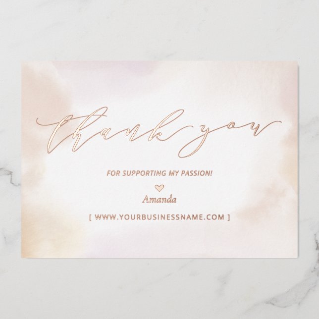 Invitation En Aluminium Rose Gold Business Logo Merci Paquet Insertion (Recto)