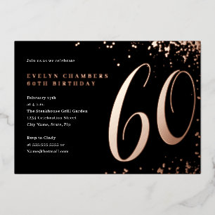 Invitation En Aluminium Rose Gold Confetti 60e anniversaire