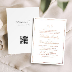 Invitation En Aluminium Rose Gold Élégance Classique Monogramme Mariage Sc