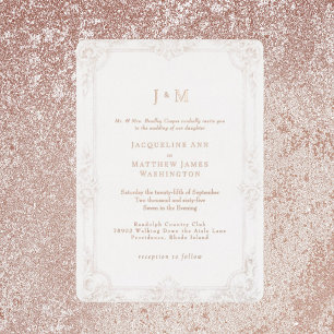 Invitation En Aluminium Rose Gold Élégance Vintage Simplement