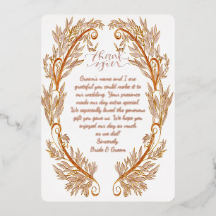 Invitation En Aluminium Rose Gold Élégante Feuille de Remerciement de Mari
