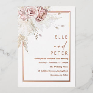 Invitation En Aluminium Rose Gold et Blush Beau Mariage