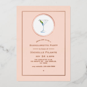 Invitation En Aluminium Rose Gold et Blush Cocktail Bachelorette Party
