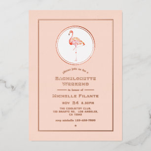 Invitation En Aluminium Rose Gold et Blush Flamingo Enterrement de Vie de