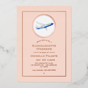 Invitation En Aluminium Rose Gold et Blush Voyage Enterrement de Vie de Je
