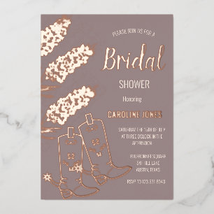 Invitation En Aluminium Rose Gold Feuille de Bleuet Fleurale Baby Shower d