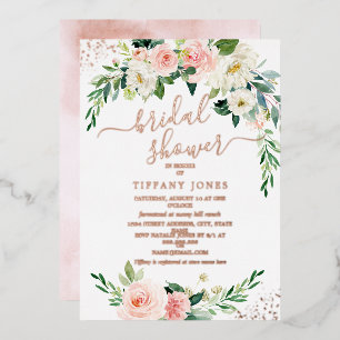 Invitation En Aluminium ROSE GOLD FEUILLE Rose Floral Mariage