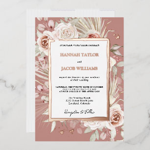 Invitation En Aluminium Rose Gold Floral Boho Dusty Rose Mariage