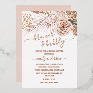 Invitation En Aluminium ROSE GOLD FOIL Brunch Et Bubbly Enterrement de Vie