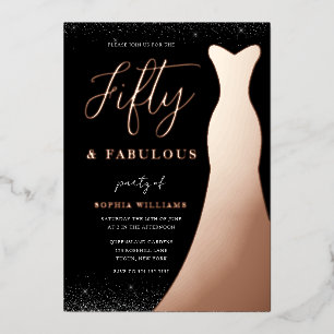 Invitation En Aluminium Rose Gold Gown Cinquante et fabuleux 50e anniversa