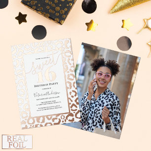 Invitation En Aluminium Rose Gold Léopard Guépard Impression Photo Sweet 1
