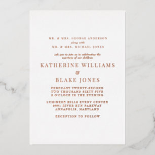 Invitation En Aluminium Rose Gold Les deux parents Mariage