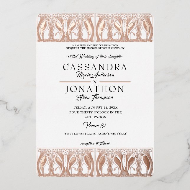 Invitation En Aluminium Rose Gold Mariage (Recto)
