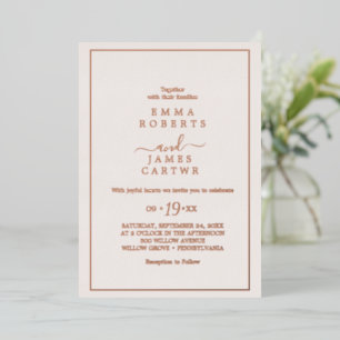 Invitation En Aluminium Rose Gold Minimaliste   Noms Audacieux Mariage Blu