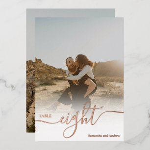 Invitation En Aluminium Rose Gold photo ombre graphique mariage numéro de
