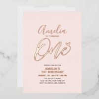 Rose Gold & Pink Heart One 1st Girl Birthday Party