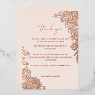 Invitation En Aluminium Rose Gold Remerciements Table de Mariage