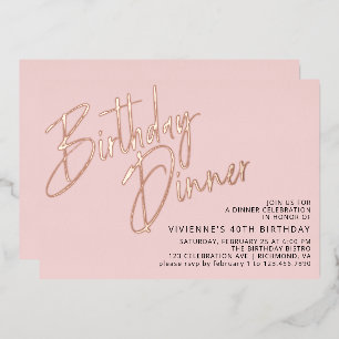 Invitation En Aluminium Rose Gold Rose Pâle Élégant Anniversaire Fille Dîn