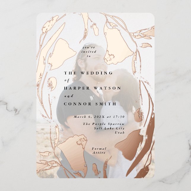 Invitation En Aluminium Rose Gold Spring Boho Fleur sauvage Mariage Photo (Recto)