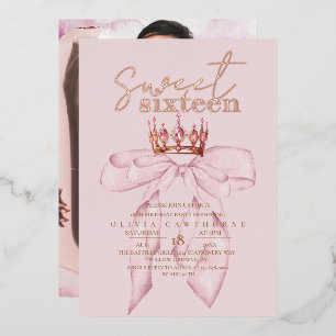 Invitation En Aluminium Rose Gold Sweet 16 Anniversaire avec Ruban