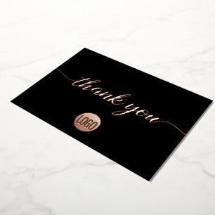 Invitation En Aluminium Rose Gold Thank you script custom logo