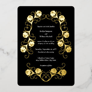 Invitation En Aluminium Rose gothique moderne en spirale Mariage noir et b