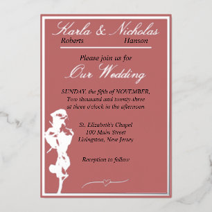 Invitation En Aluminium Rose, Mariage Rose de cannelle, Argent