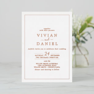 Invitation En Aluminium Rose minimaliste Gold Foil Stylisé Date Mariage