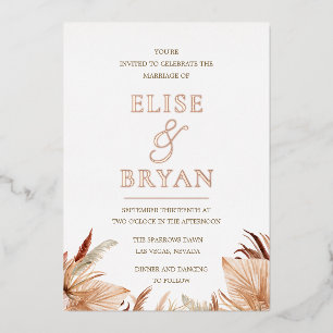 Invitation En Aluminium Rose moderne Bohème or Foil Mariage Boho