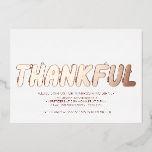 Invitation En Aluminium Rose moderne Gold Red Thanksgiving Dîner