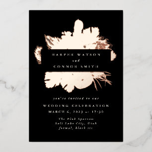Invitation En Aluminium Rose noir  Gold Wreath Pampas Grass Mariage Floral