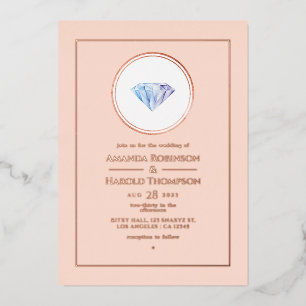 Invitation En Aluminium Rose or et rose vif Mariage diamant Foil Invi