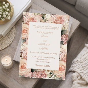 Invitation En Aluminium Rose poussiéreuse mauve florales luxe mariage rose