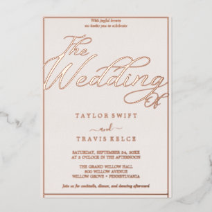 Invitation En Aluminium Rose romantique Gold Foil & Blush Frame Mariage