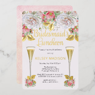 Invitation En Aluminium Rose Rose Floral Blooms Bridesservantes Déjeuner