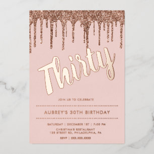 Invitation En Aluminium Rose rose rose dorée moderne Dusty 30e anniversair