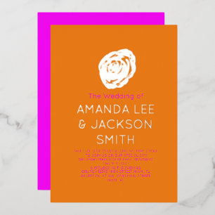 Invitation En Aluminium Rose Sunrise Pink Orange Mariage Rose