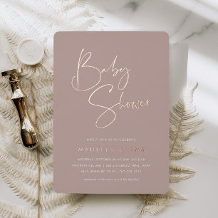 Invitation En Aluminium Rose Taupe   Baby shower de script minimaliste mod