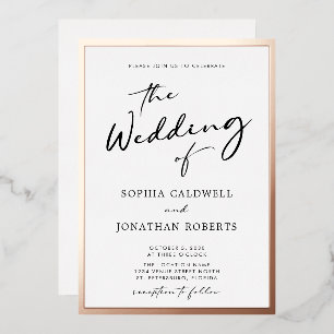 Invitation En Aluminium Rose tendance Gold Calligraphy Script Mariage