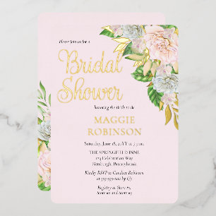 Invitation En Aluminium Roses Blanches   Orchidées Bohème Floral Lavage de