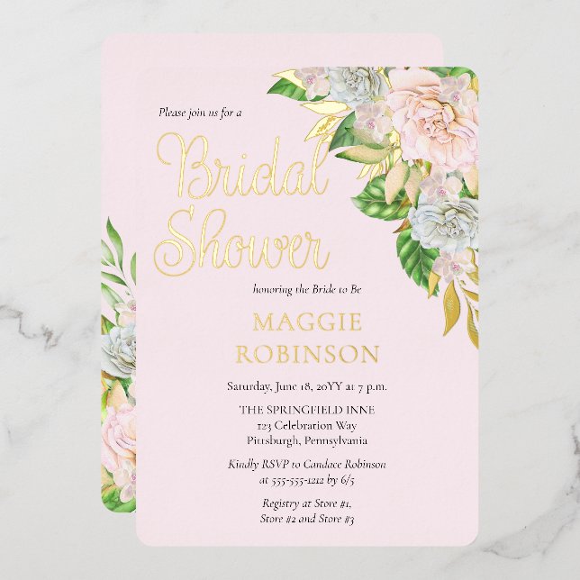 Invitation En Aluminium Roses blanches | Orchids Boho Fête des mariées flo (Recto/Verso)