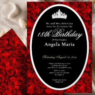 Invitation En Aluminium Roses Rouges Classiques 18ème Anniversaire Début A