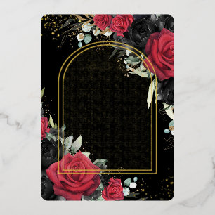 Invitation En Aluminium Roses Rouges Noires Floral Quinceañera Enregistrez