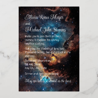 Invitation En Aluminium Rosty Blue Cloud Nebula Gold