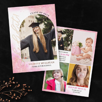 Invitation En Aluminium Rosy Pink She Did It Graduation Announcement Party