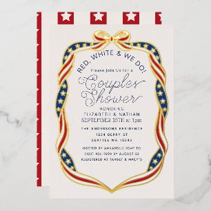 Invitation En Aluminium Rouge Blanc & Nous Faisons Ruban Mariage Couple Sh