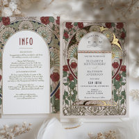 Rouge Bourgogne Or Mariage Art Nouveau Vintage