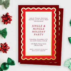 Invitation En Aluminium Rouge et Blanc Prépa Simple Noël à Découpe en Coqu